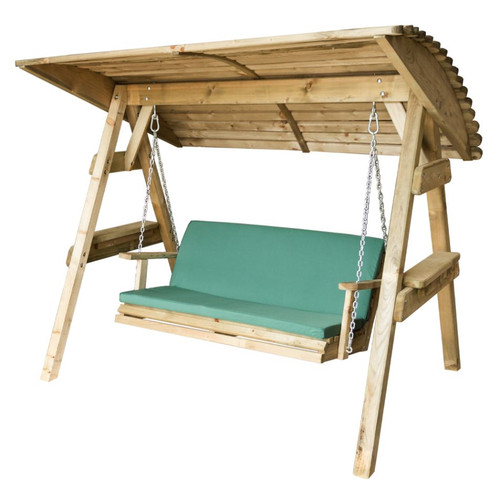2 Seater Green Seat Pad with Back